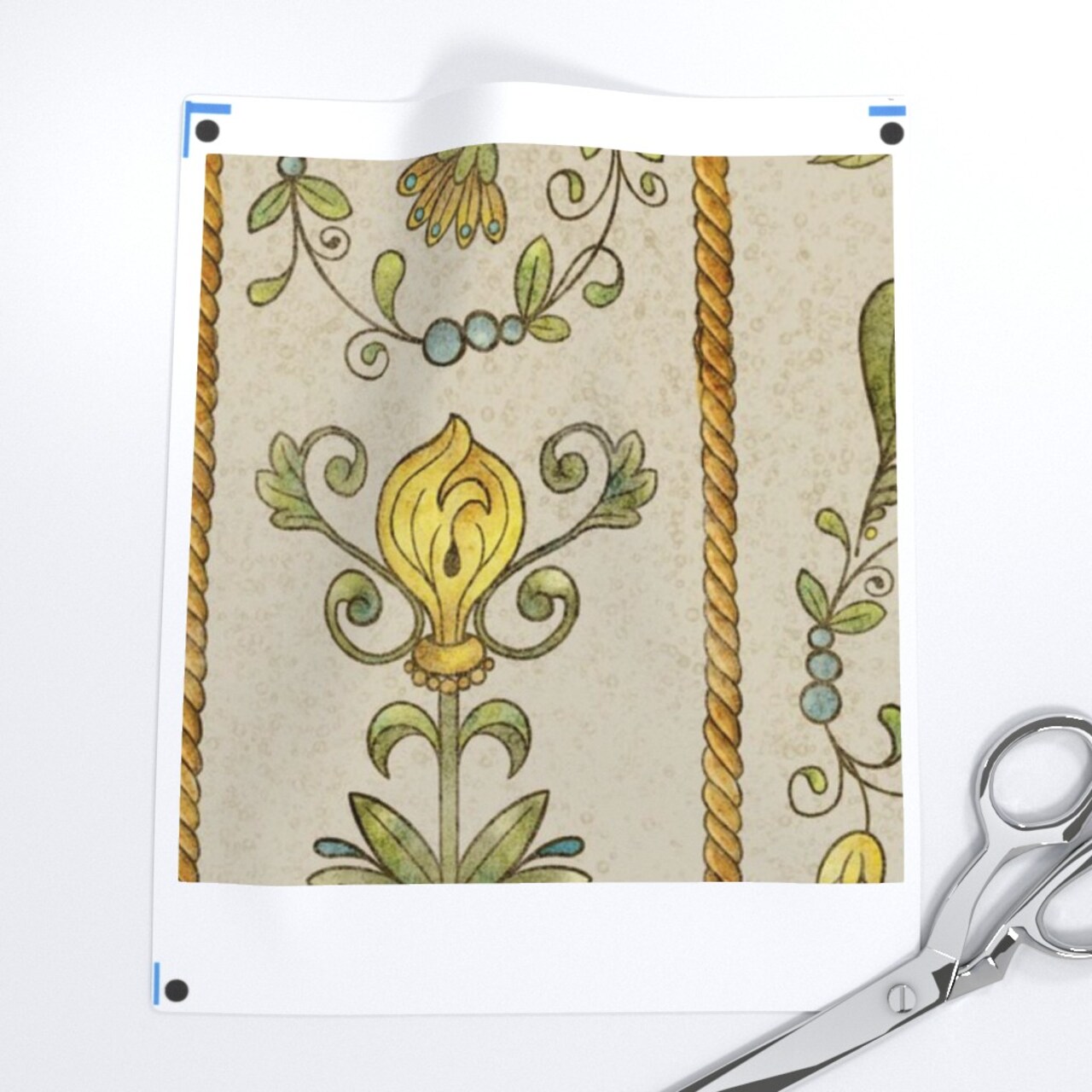 Yellow Teal Floral Gold Large Scale Hand Drawn Lemons Italian Florentine Botanical Fruit Directional Custom Printed Fabric by Spoonflower Various Fabrics by the Yard or Fat Quarter